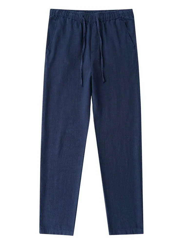 Casual Cotton Linen Chino Pants Men Wide Leg Lightweight Baggy Cotton Sweatpants Male Walking  Jogger Trousers Work thumbnail 6