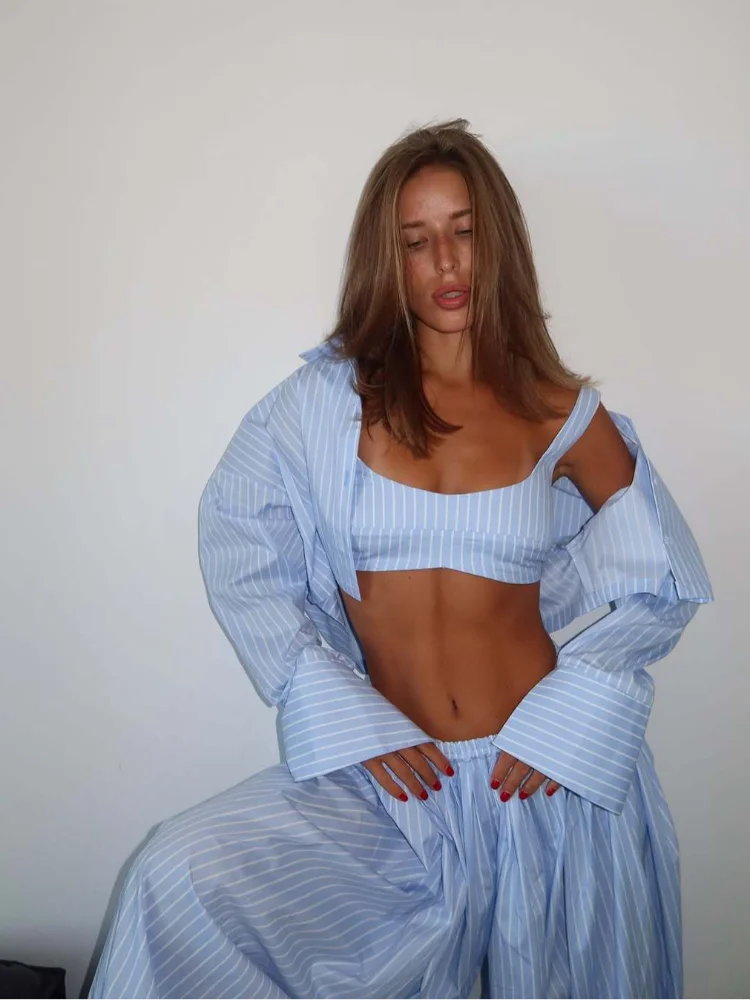 Short Waist Tight Legged Lantern Pants Set Loose Solid Color Cotton Pleated Outfit 2025 Women Summer New Fashion Streetwear thumbnail 3