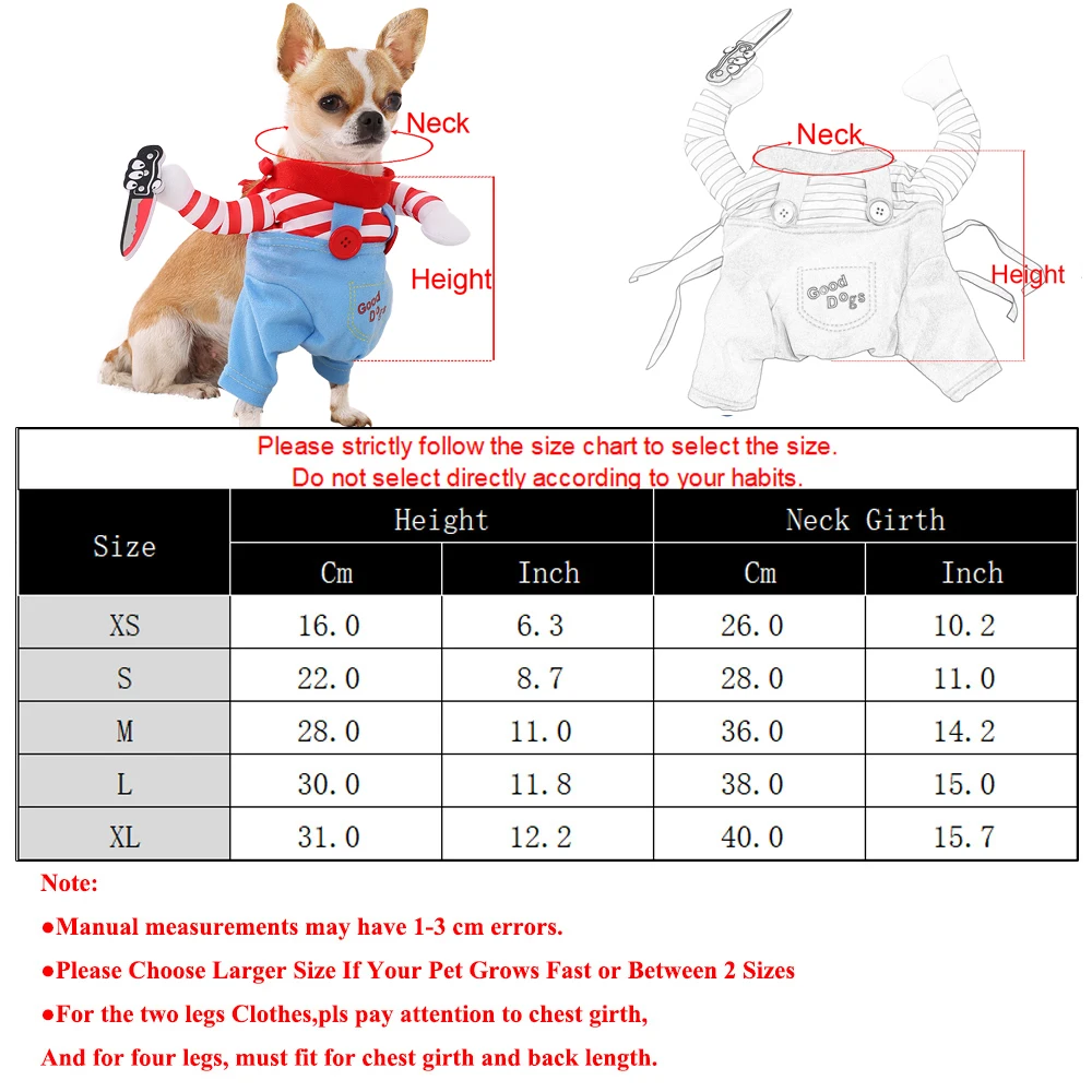 Funny Halloween Dog Clothes for Small Medium Dogs Knife Holding Cosplay Pets Costume Cute Party Cat Dressed Up Chihuahua Outfits thumbnail 6