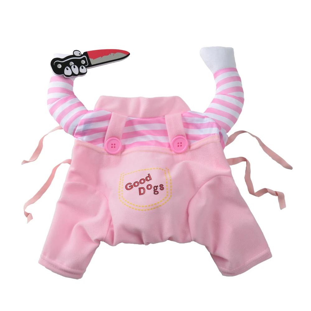 Funny Halloween Dog Clothes for Small Medium Dogs Knife Holding Cosplay Pets Costume Cute Party Cat Dressed Up Chihuahua Outfits thumbnail 3