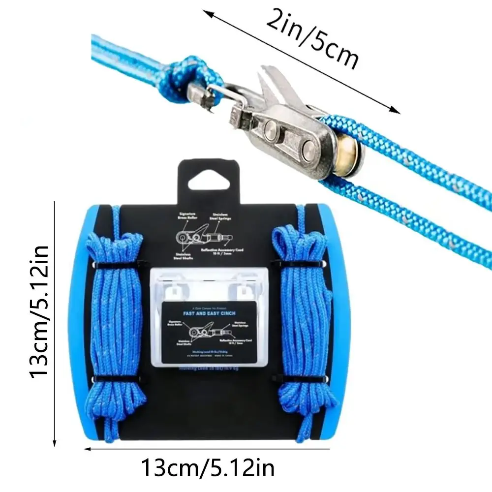 Lock Buckle Rope with Roller Tensioner 6 Hooks Heavy-duty Paracord Adjusters Easy operation Quick Adjust Cable Puller Camping thumbnail 5