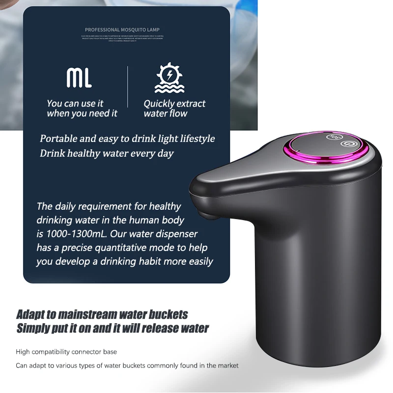 Electric water pump, automatic intelligent household bottled purified water dispenser, USB charging, wireless water pump thumbnail 5