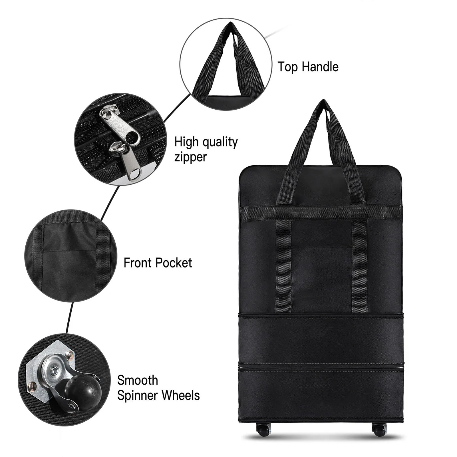 Men Women Travel Foldable Suitcase Expandable Foldable Suitcase Oxford Collapsible Rolling Travel Luggage Bag 360° Rotating thumbnail 4