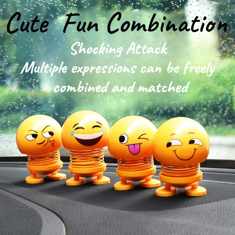 1pc Various Funny Expression Dolls With Car Springs Interesting Shake Yellow Funny car/ home Interior Decoration Accessories thumbnail 2