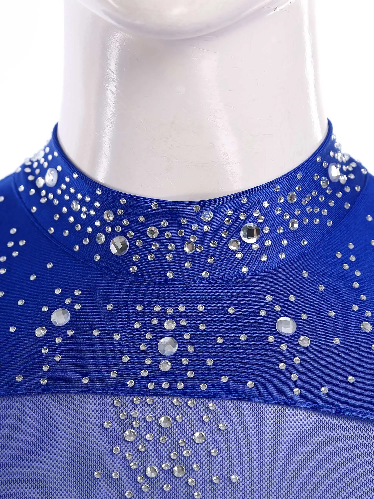 Women's Fashion Jumpsuit Mock Turtleneck Long Sleeve See-through Rhinestone Leotards Performance Outfits for Artistic Gymnastics thumbnail 4
