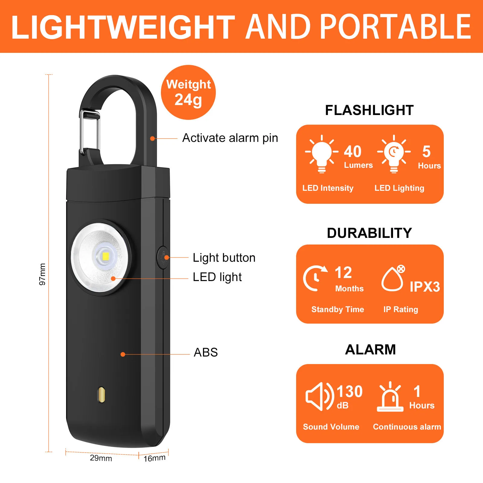 Self Defense Alarm 130dB Anti-wolf Personal alarm for Girl Child Women Loud Panic Alarm Rechargeable Emergency thumbnail 3