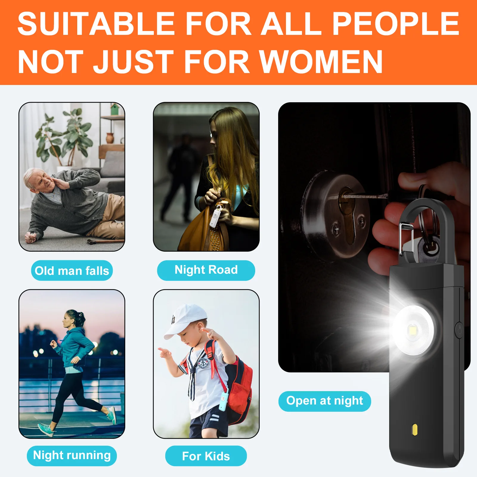 Self Defense Alarm 130dB Anti-wolf Personal alarm for Girl Child Women Loud Panic Alarm Rechargeable Emergency thumbnail 6