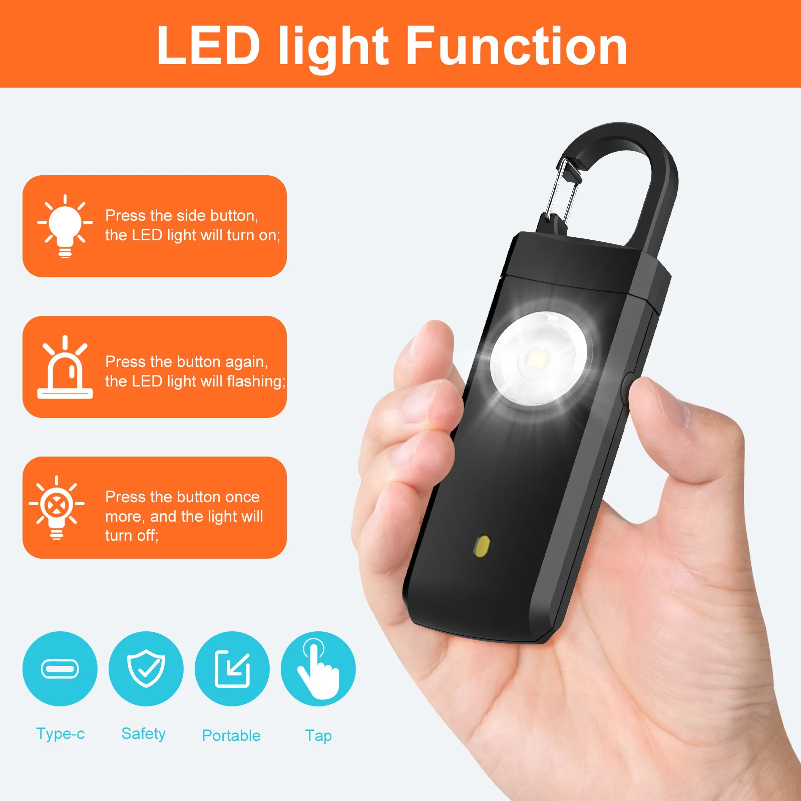 Self Defense Alarm 130dB Anti-wolf Personal alarm for Girl Child Women Loud Panic Alarm Rechargeable Emergency thumbnail 4