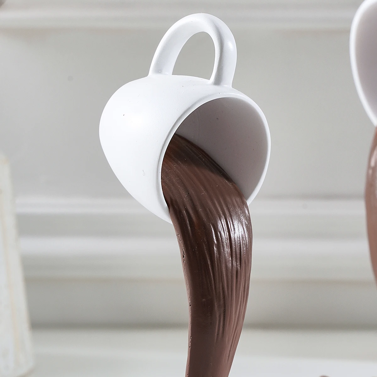 1PC, a three-dimensional suspended anti-gravity tipping coffee cup decorative item made of resin. thumbnail 6