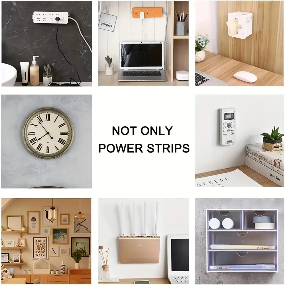 Wall Mounted Self Adhesive Power Strip Fixer Removable Cable Organizer Desktop Socket Holder for Office Home thumbnail 5