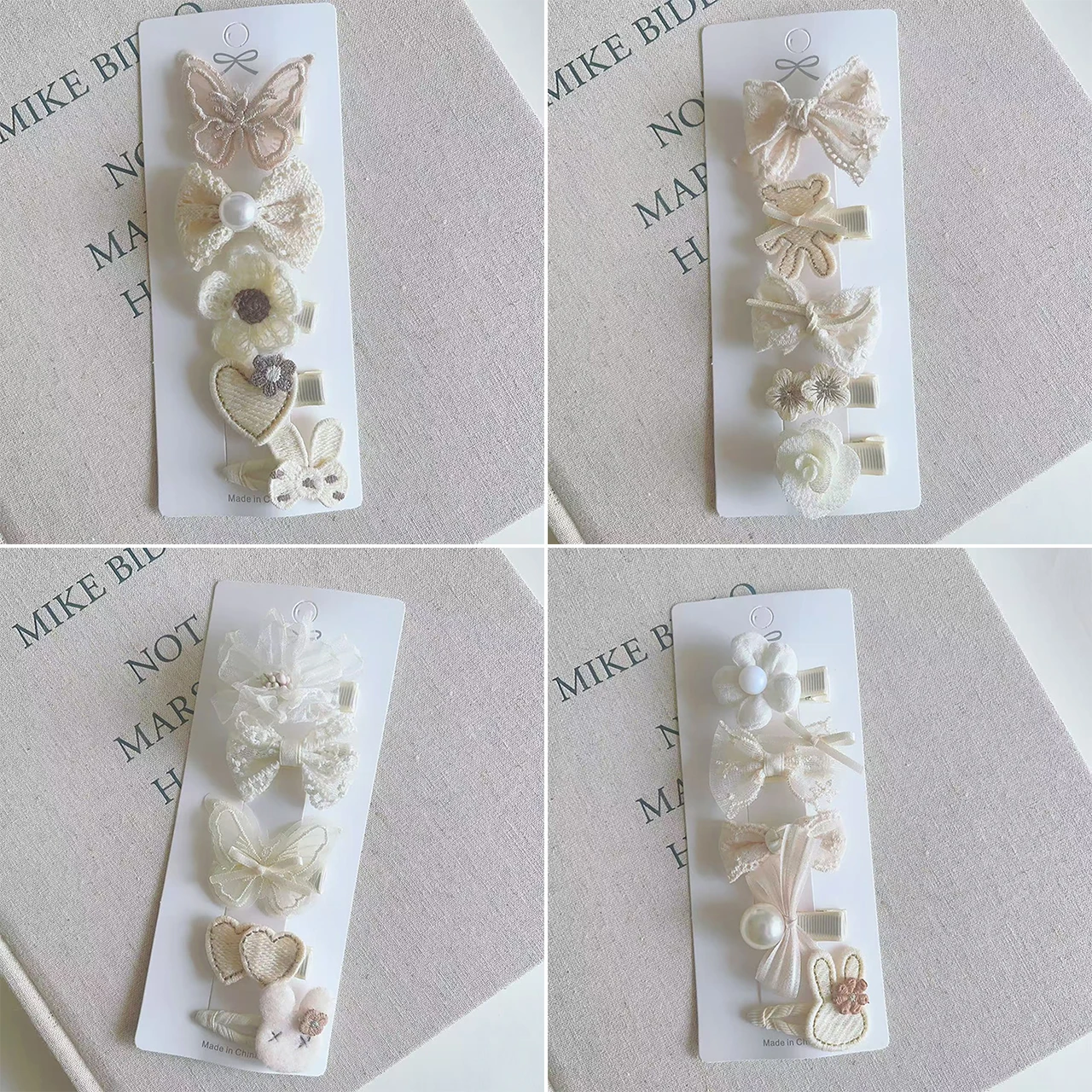 5PCS/Set Lace Bow Princess Baby Hairpins Cute Cartoon Bear Rabbit Sided Clips for Girl Floral Hair Clips Kids Hair Accessories thumbnail 3
