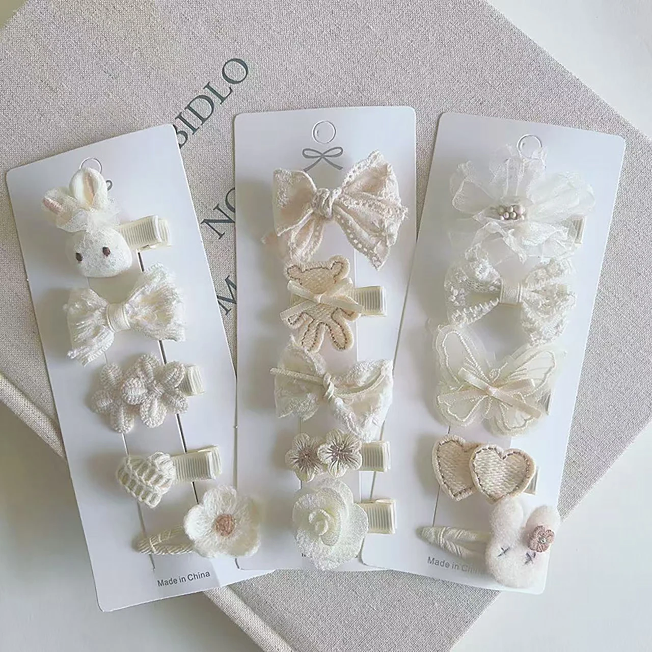 5PCS/Set Lace Bow Princess Baby Hairpins Cute Cartoon Bear Rabbit Sided Clips for Girl Floral Hair Clips Kids Hair Accessories thumbnail 2