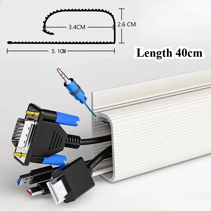 Under-Desk Cable Organizer 40cm Self-Adhesive Cable Management Cables Raceway For Home and Office thumbnail 6