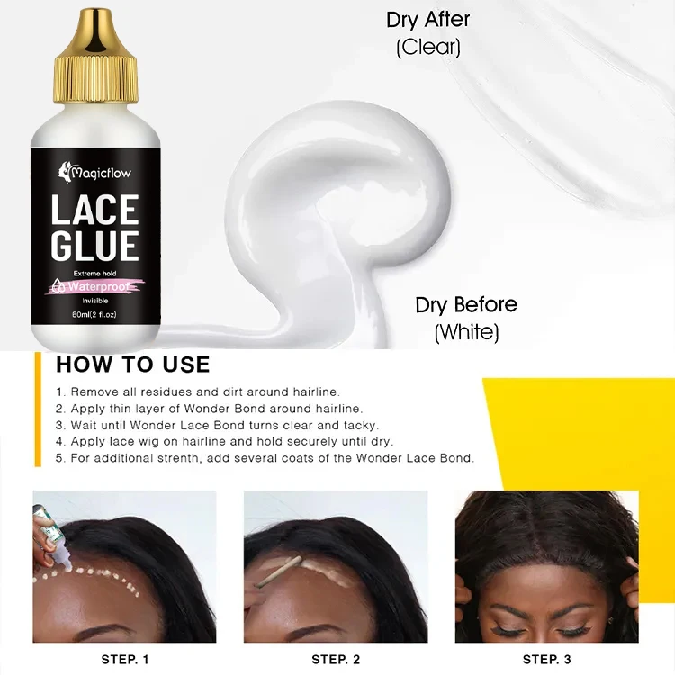 60ml/2fl.oz Waterproof Wig Lace Glue - Strong Hold, Invisible, Quick Dry & Easy Removal - No Odor Adhesive for All Wigs thumbnail 6