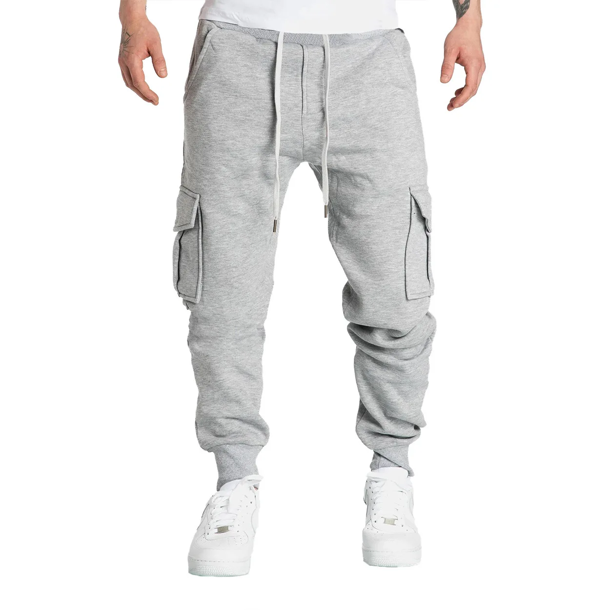 New Mens Sweatpants Straight Fit Joggers for Sports and Streetwear Loose Oversized Drawstring Long Pants Men Multi-pocket Pants thumbnail 5