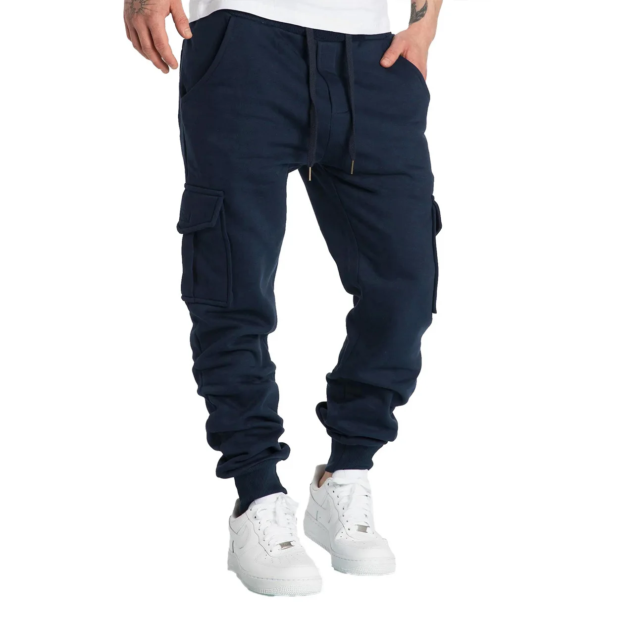 New Mens Sweatpants Straight Fit Joggers for Sports and Streetwear Loose Oversized Drawstring Long Pants Men Multi-pocket Pants thumbnail 4