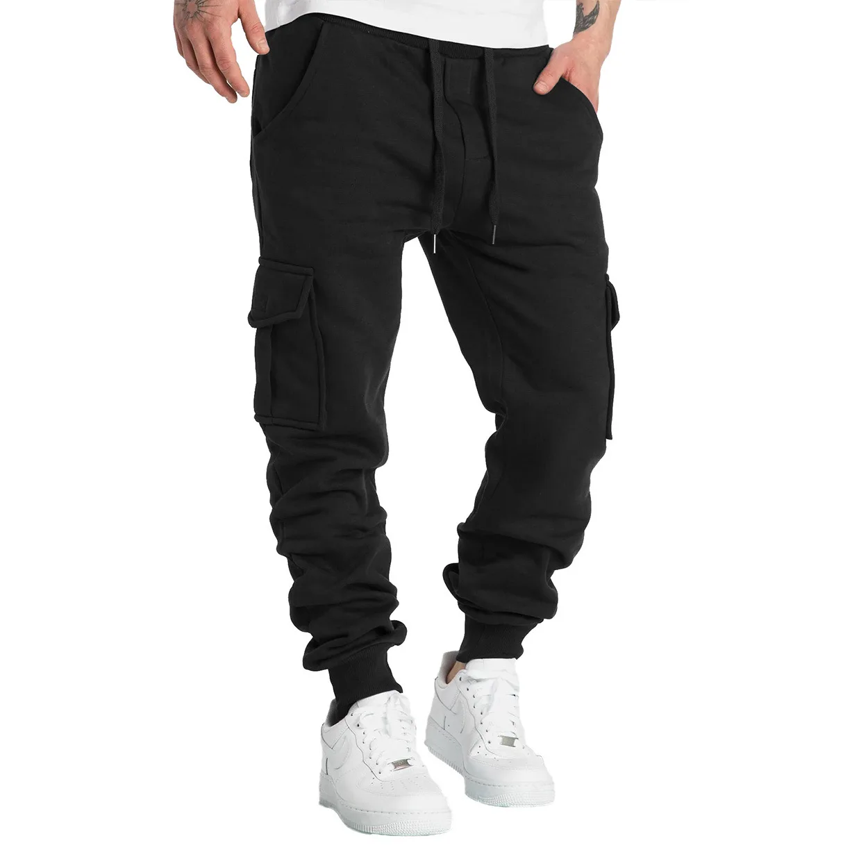 New Mens Sweatpants Straight Fit Joggers for Sports and Streetwear Loose Oversized Drawstring Long Pants Men Multi-pocket Pants thumbnail 6