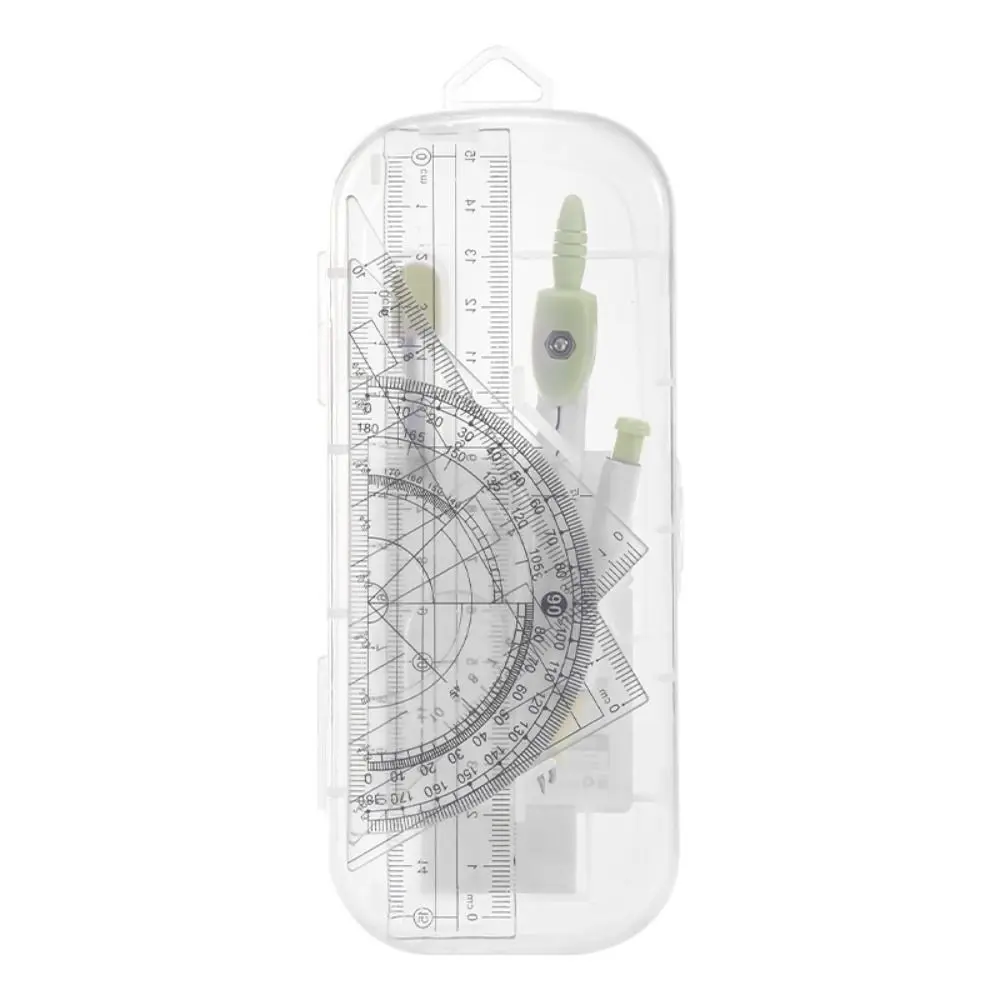 8PCS Ruler Compasses Set Protractor Eraser Straight Ruler Set Square Kit Students Drawing Measuring Stationery thumbnail 5