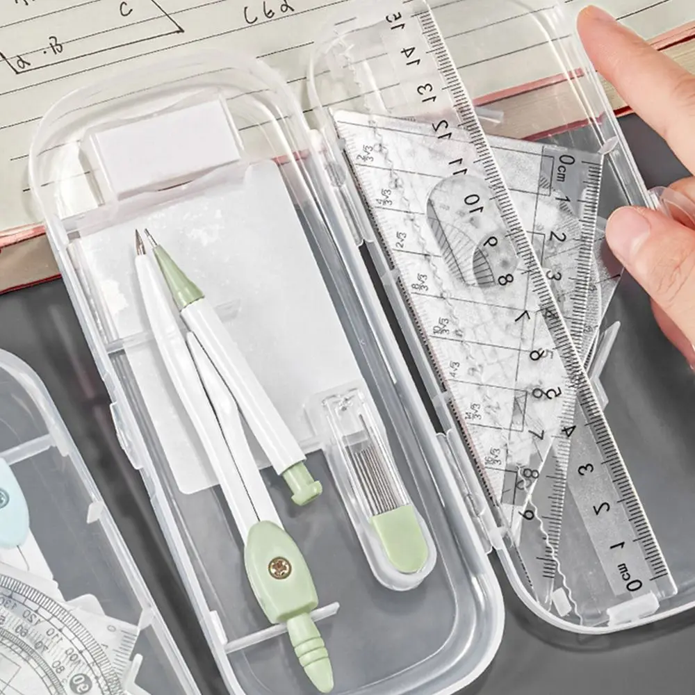 8PCS Ruler Compasses Set Protractor Eraser Straight Ruler Set Square Kit Students Drawing Measuring Stationery thumbnail 3