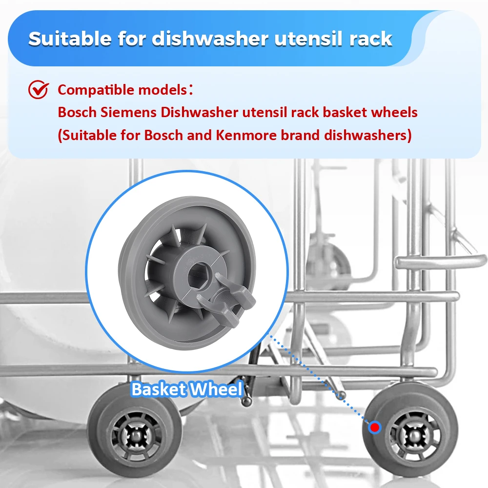 12pcs Dishwasher Basket Roll Lower Basket Wheels For Bosch For Balay For Siemens For Neff Dishwasher Lower Bottom Basket Wheels thumbnail 2