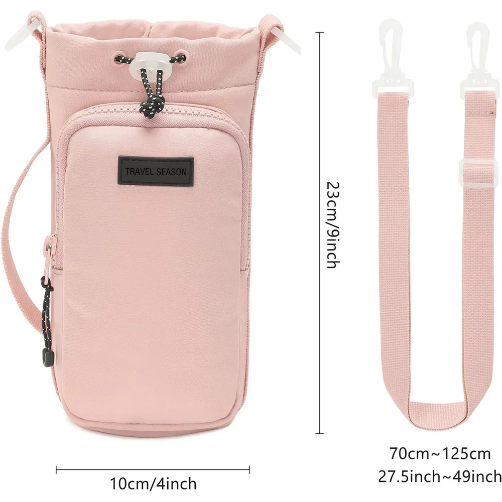 Portable Water Bottle Bag with Adjustable Shoulder Strap Water Bottle Sleeve for Walking Hiking Camping Gym thumbnail 3