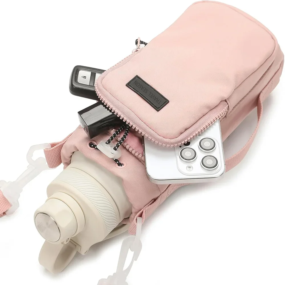 Portable Water Bottle Bag with Adjustable Shoulder Strap Water Bottle Sleeve for Walking Hiking Camping Gym thumbnail 2
