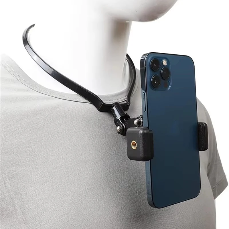 Hands Free Wearable Neck Cell Phone Stand Universal Hanging Tripod Suporte For iPhone GoPro DJI Action Video Selfie Stick Holder thumbnail 2