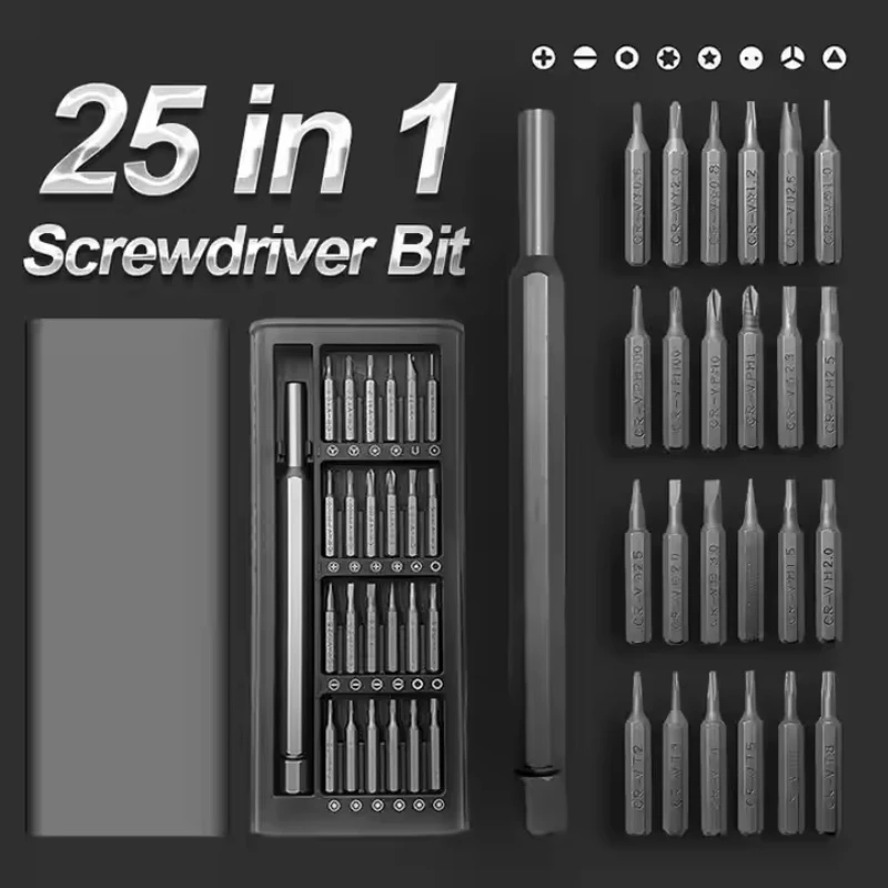 UF Tool 25-in-1 Magnetic Screwdriver Set - Precision Repair Kit for Phone, Computer & Electronics - 24 Detachable Steel Bits thumbnail 2