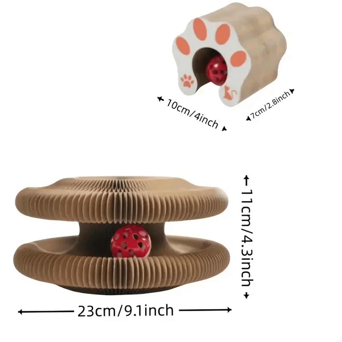 Foldable Cat Scratcher with Bell & Catnip - Multi-Level Cardboard Toy for Kittens, Durable Claw Sharpener thumbnail 2