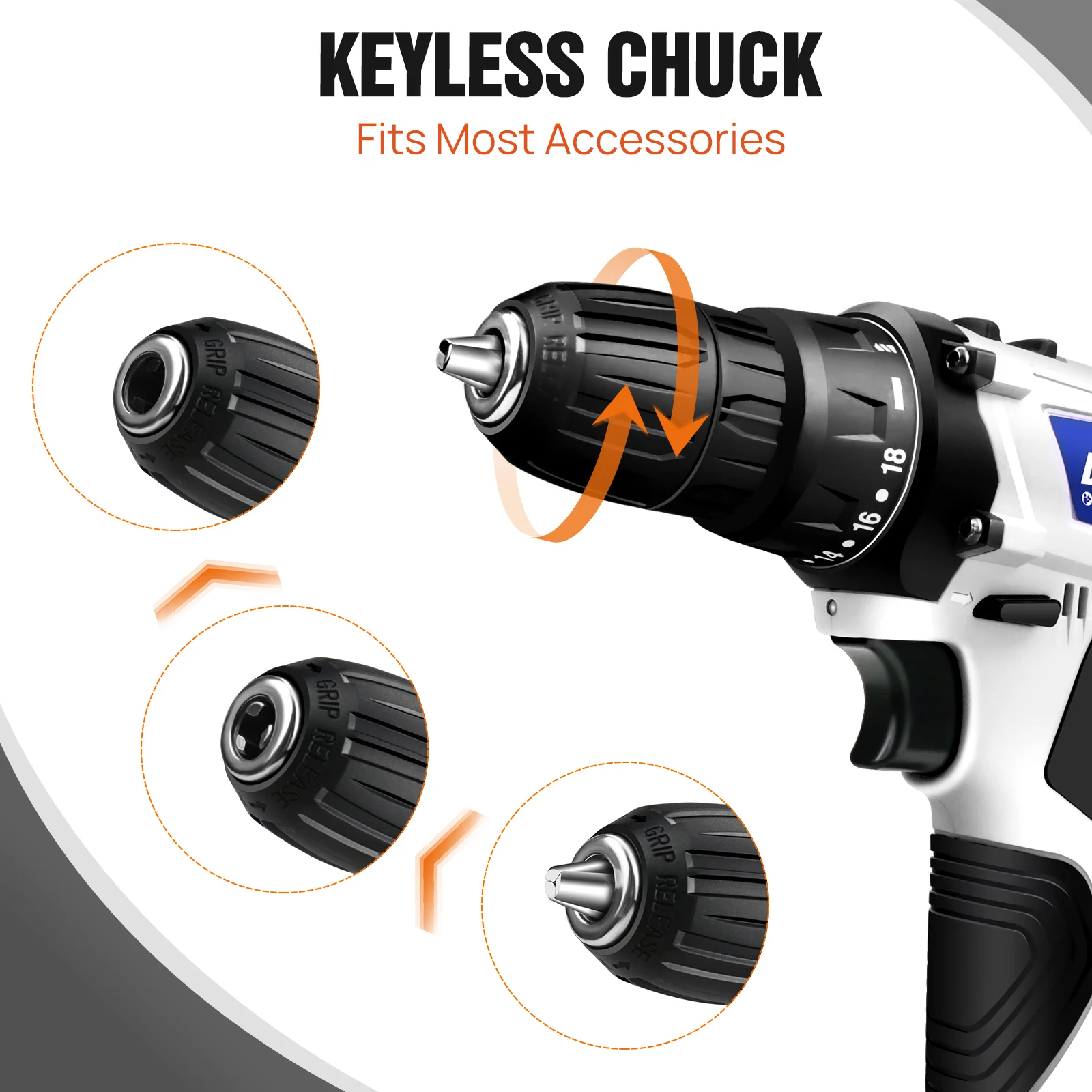 12V Cordless Drill Combo Cutter Electric Screwdriver Kit, 2 Variable Speed 18 + 1 Torque Setting, 23 Drill/Screwdriver Bits thumbnail 6