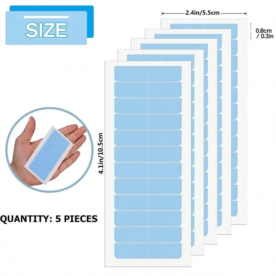 60/120/240pcs Double Sided Hair Extension Tape Adhesive Replacement Wig Tape Blue Hair Tabs for Extensions Beauty Tools thumbnail 3