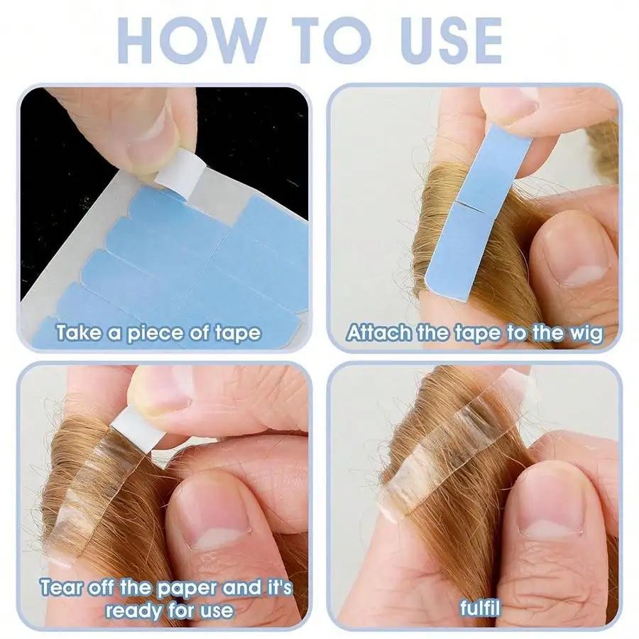 60/120/240pcs Double Sided Hair Extension Tape Adhesive Replacement Wig Tape Blue Hair Tabs for Extensions Beauty Tools thumbnail 6