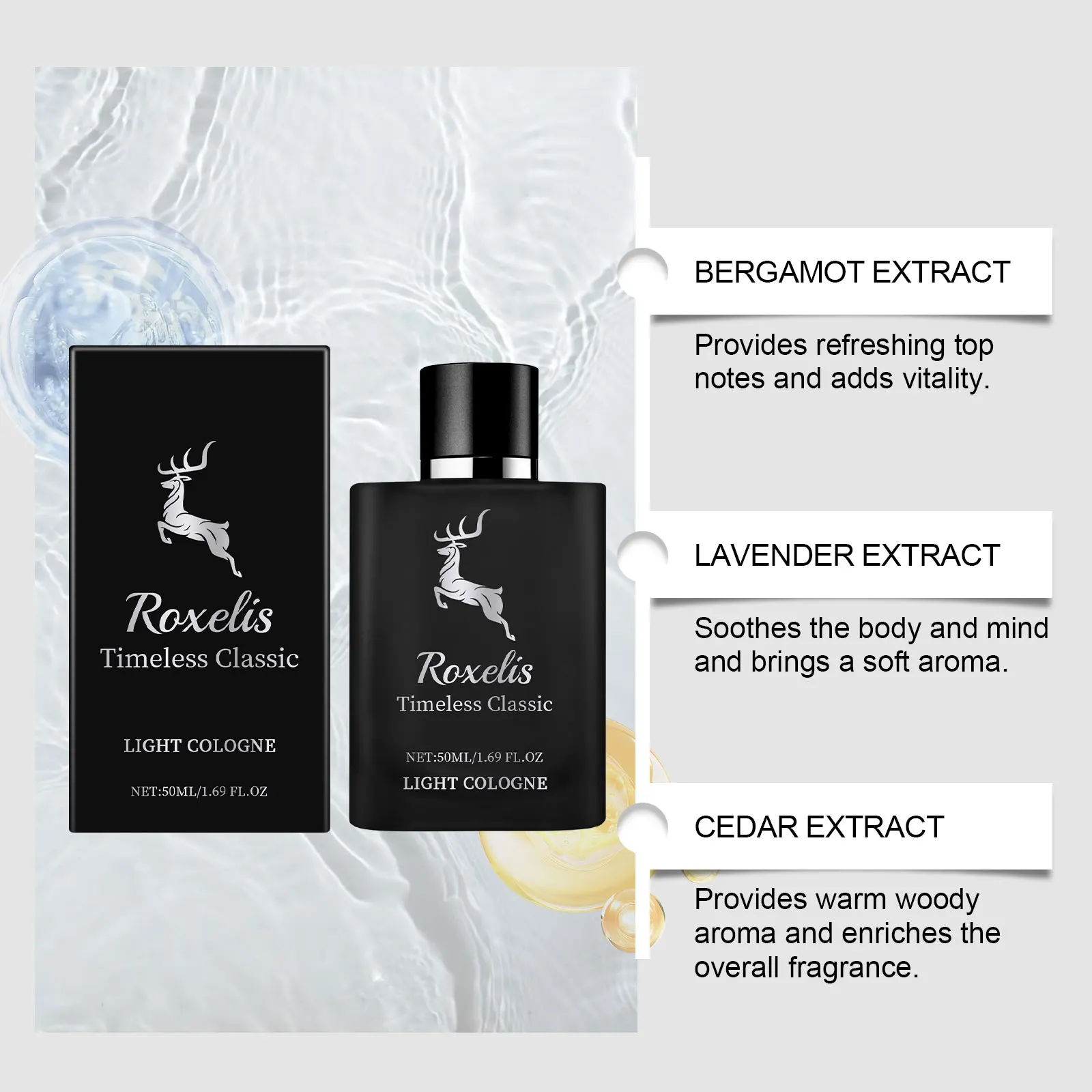 Roxelis Bergamot Perfume Classic Cologne Natural Fresh Hair Temperament Lasting Fragrance elegant Portable Perfume thumbnail 4