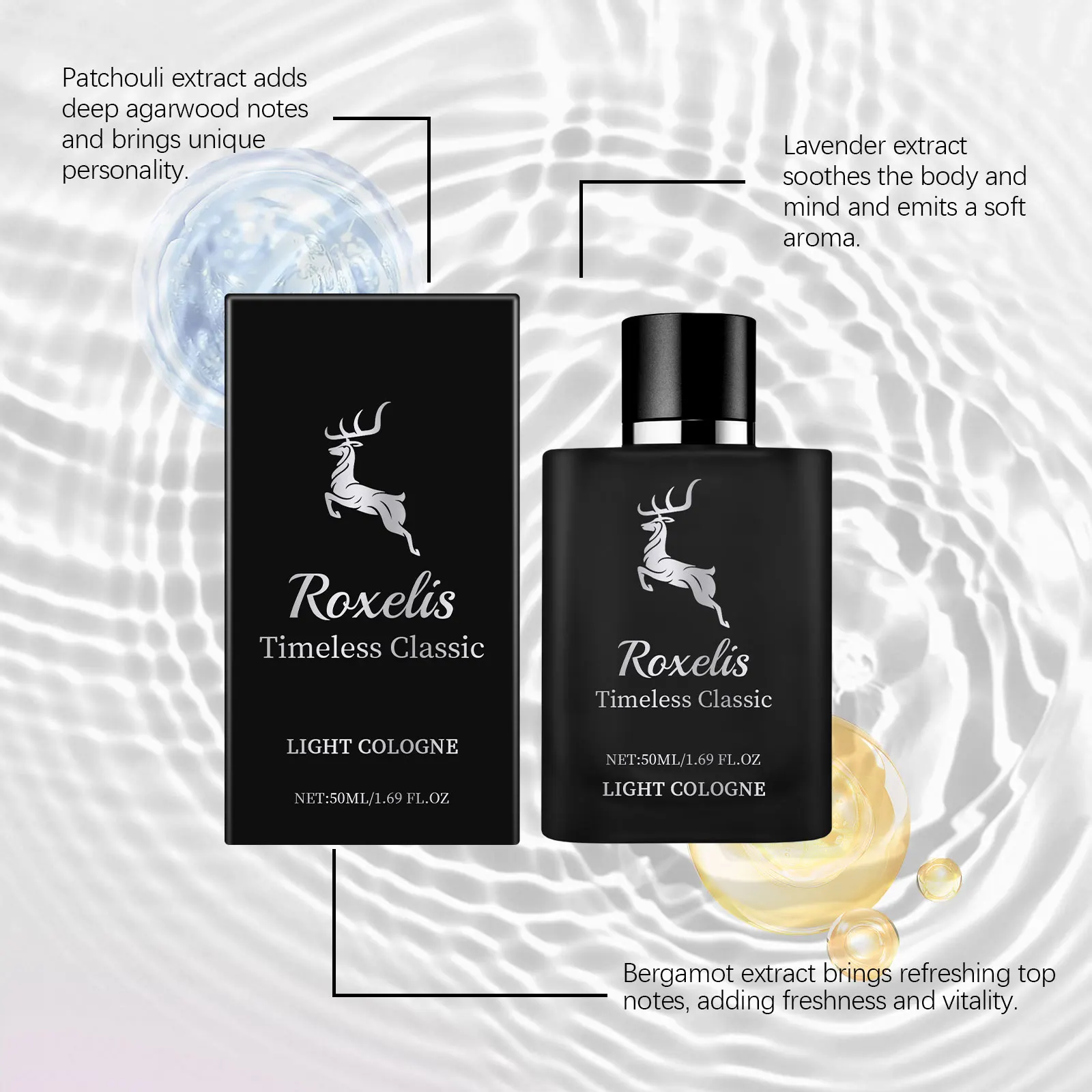Roxelis Bergamot Perfume Classic Cologne Natural Fresh Hair Temperament Lasting Fragrance elegant Portable Perfume thumbnail 2