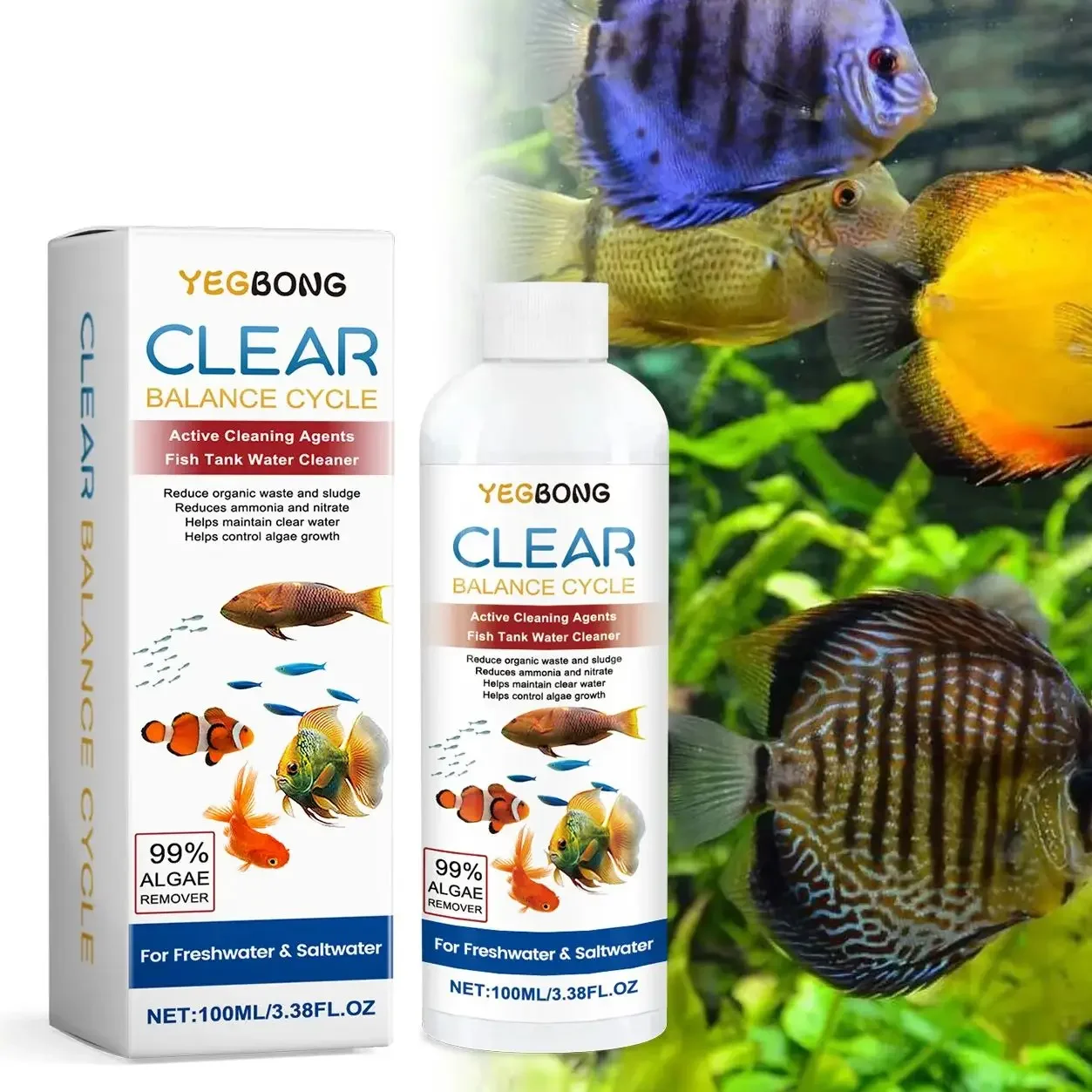 Algae Remover for Fish Tanks, Clear Dirty Water, Eliminate Waste Sludge, Prevent Green Algae, Maintain Healthy Aquarium Environm thumbnail 6