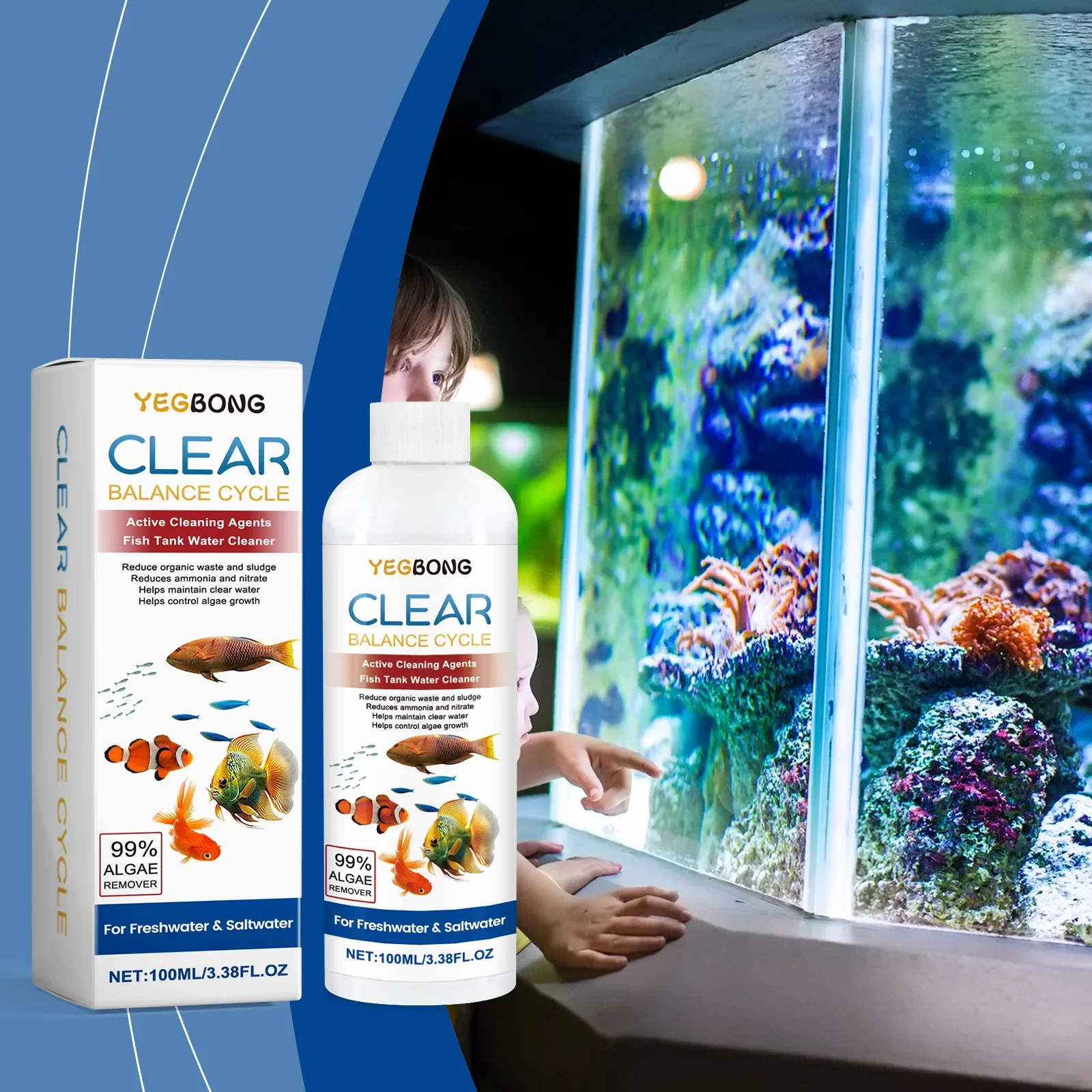 Algae Remover for Fish Tanks, Clear Dirty Water, Eliminate Waste Sludge, Prevent Green Algae, Maintain Healthy Aquarium Environm thumbnail 4