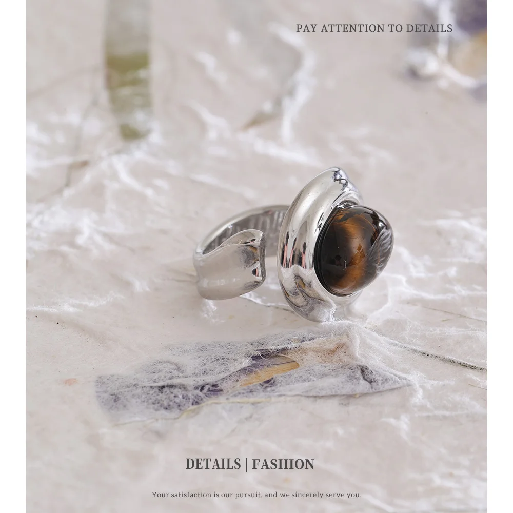 NiNice Stainless Steel Ring Natural Tiger Eye Stone Waterproof Popular Personalized Fashion Design Wholesale thumbnail 5
