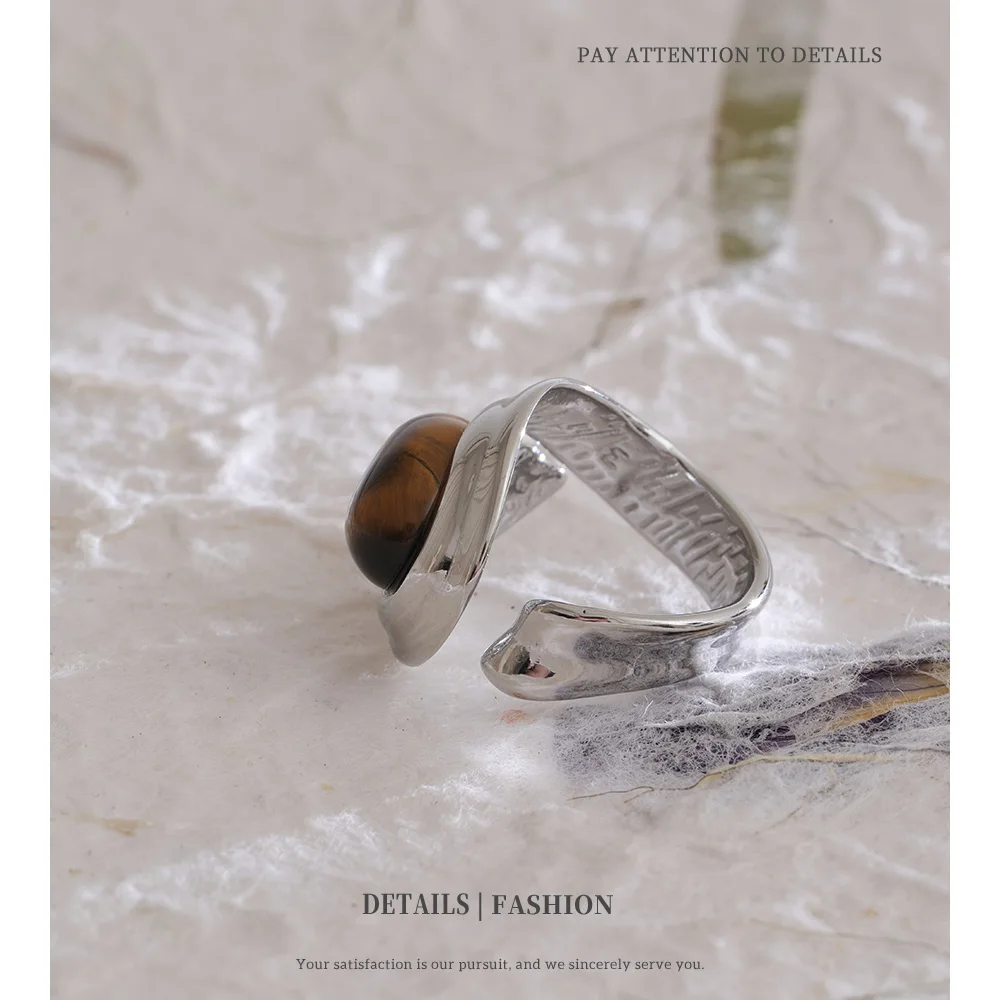 NiNice Stainless Steel Ring Natural Tiger Eye Stone Waterproof Popular Personalized Fashion Design Wholesale thumbnail 6