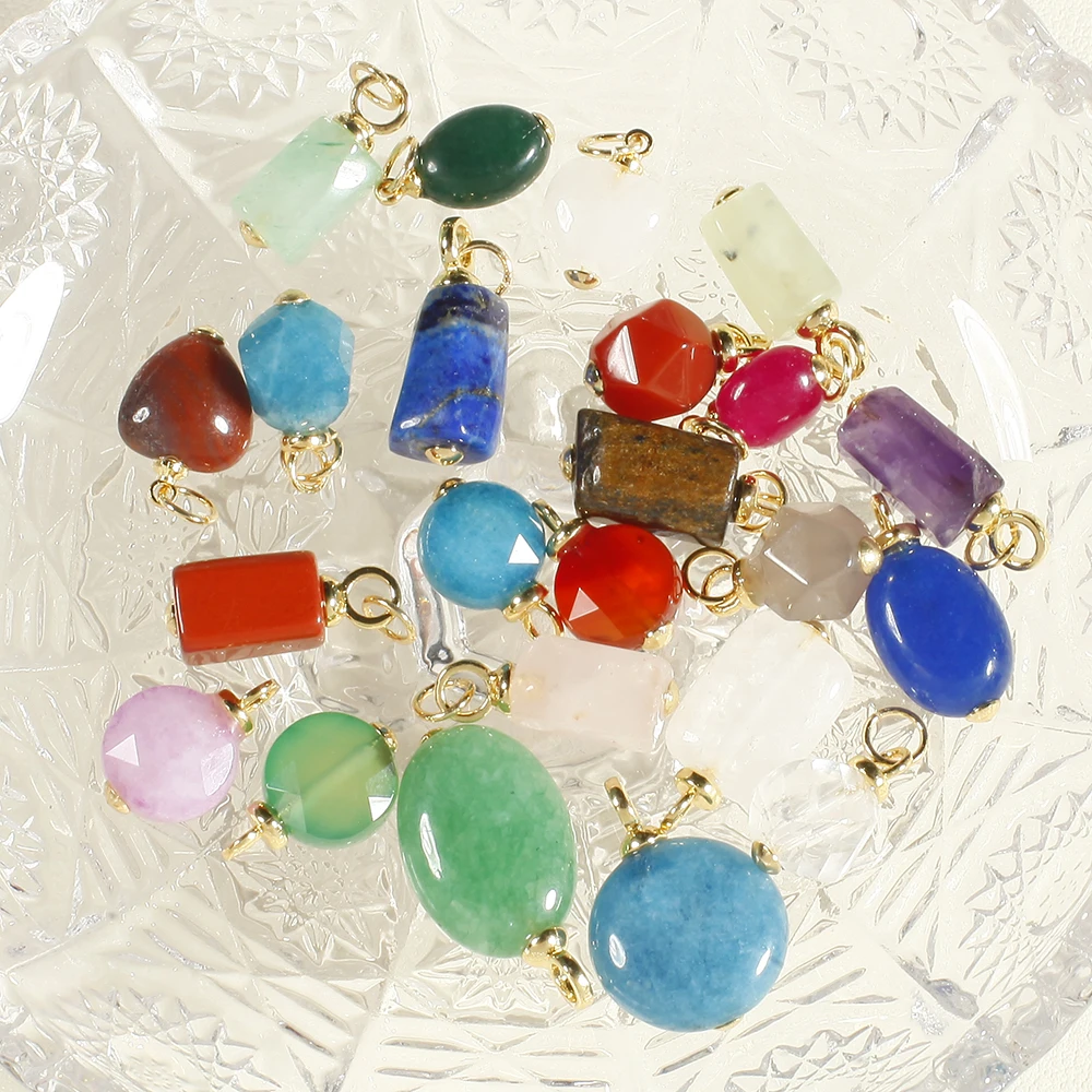 Bohemian Natural Stone Bead Charms For Jewelry Making Supplies Blue Green Stone Zircon Dijes Diy Earrings Bracelet Necklace thumbnail 3