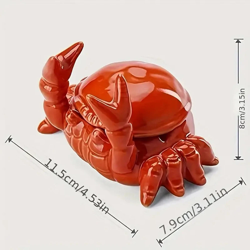 Cute Crab Ashtray Living Room with Lid Anti Fly Ash Ceramic Cigar Ashtray Decoration Chinese Home Decoration Art Friend Gift thumbnail 5