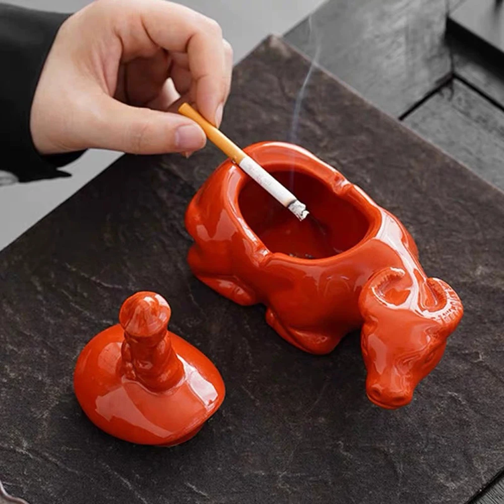 Cute Crab Ashtray Living Room with Lid Anti Fly Ash Ceramic Cigar Ashtray Decoration Chinese Home Decoration Art Friend Gift thumbnail 3