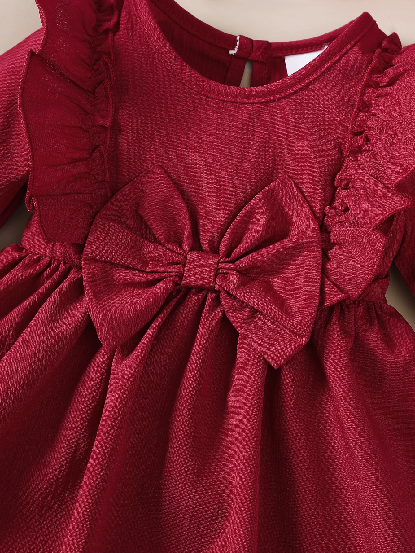 Baby girl Autumn Dress Ruffled Edges and Bow, Long sleeved Dress+Headband for 0-18 Months Cute Baby girl Holiday Party Costume thumbnail 5