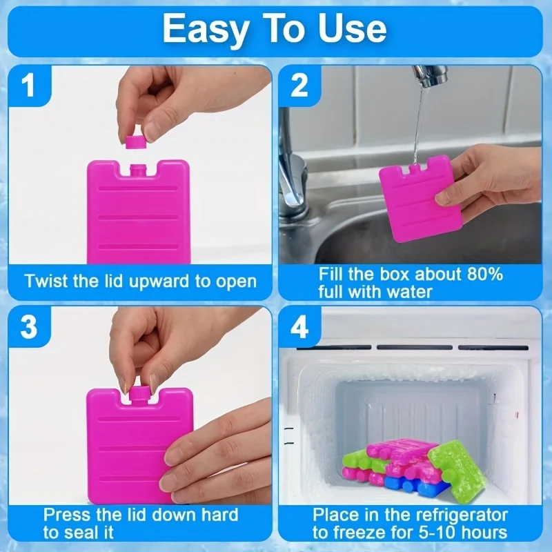 1/8pc Reusable Gel Ice Blocks Cooler Bag Stackable Insulated Food Storage Freezer Pack for Lunch Box Outdoor Activities Ice Tray thumbnail 6