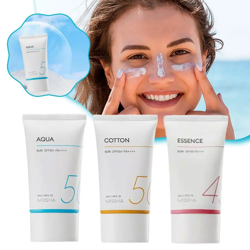 Missha Moisturizing Sunscreen AQUA Essence Bright White Waterproof Sun Protection  Soothing natural plant essences Korean Fans thumbnail 2