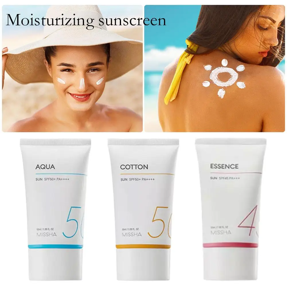 Missha Moisturizing Sunscreen AQUA Essence Bright White Waterproof Sun Protection  Soothing natural plant essences Korean Fans thumbnail 3