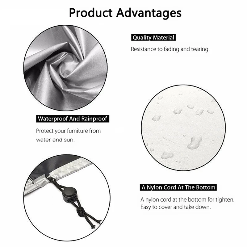 Waterproof Garden Furniture Covers, Rain and Snow Cover, Chair Covers for Sofa, Table and Chair, Dust Proof, Outdoor, 55 Sizes thumbnail 4