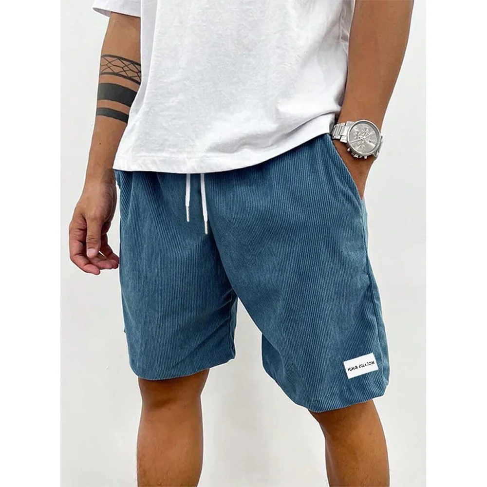 Summer Men Corduroy Sweatpants Casual Shorts Men's Beach Shorts Basketball Short Trousers Solid Color Label Sportswear Men thumbnail 5