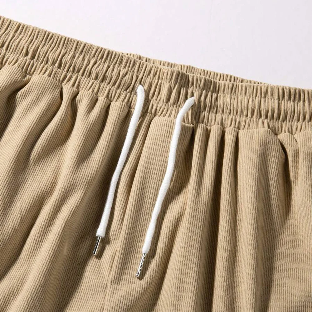 Summer Men Corduroy Sweatpants Casual Shorts Men's Beach Shorts Basketball Short Trousers Solid Color Label Sportswear Men thumbnail 4