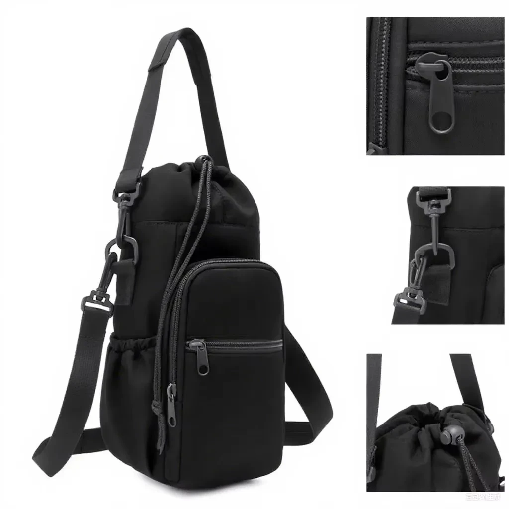 Portable Water Bottle Bag with Adjustable Strap Thermal Mugs Insulated Protective Cover Phone Pocket Outdoor Sports Travel Bag thumbnail 3