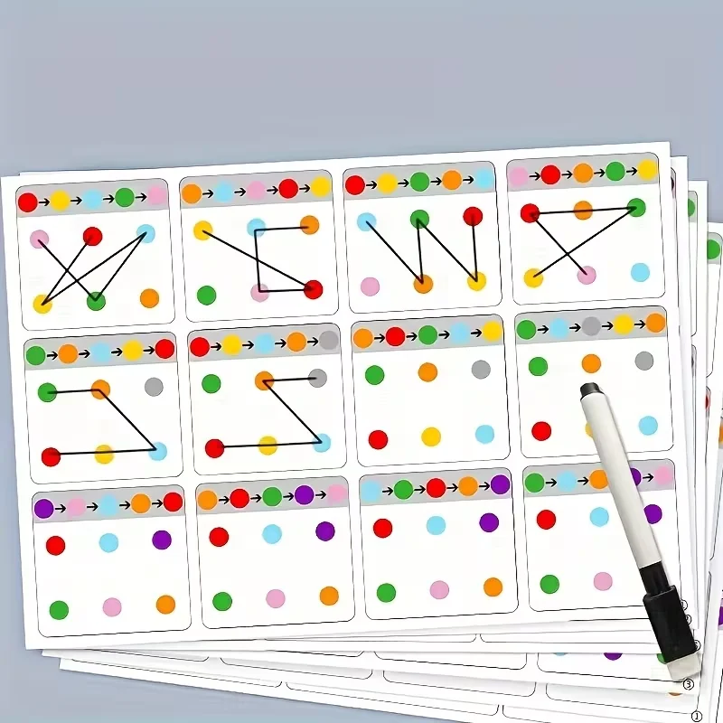 12-Page A4 Size Reusable Erasable Pen Training Link Cards, Visual Tracking Focus Attention Exercise for Kids To Improve Memory thumbnail 2
